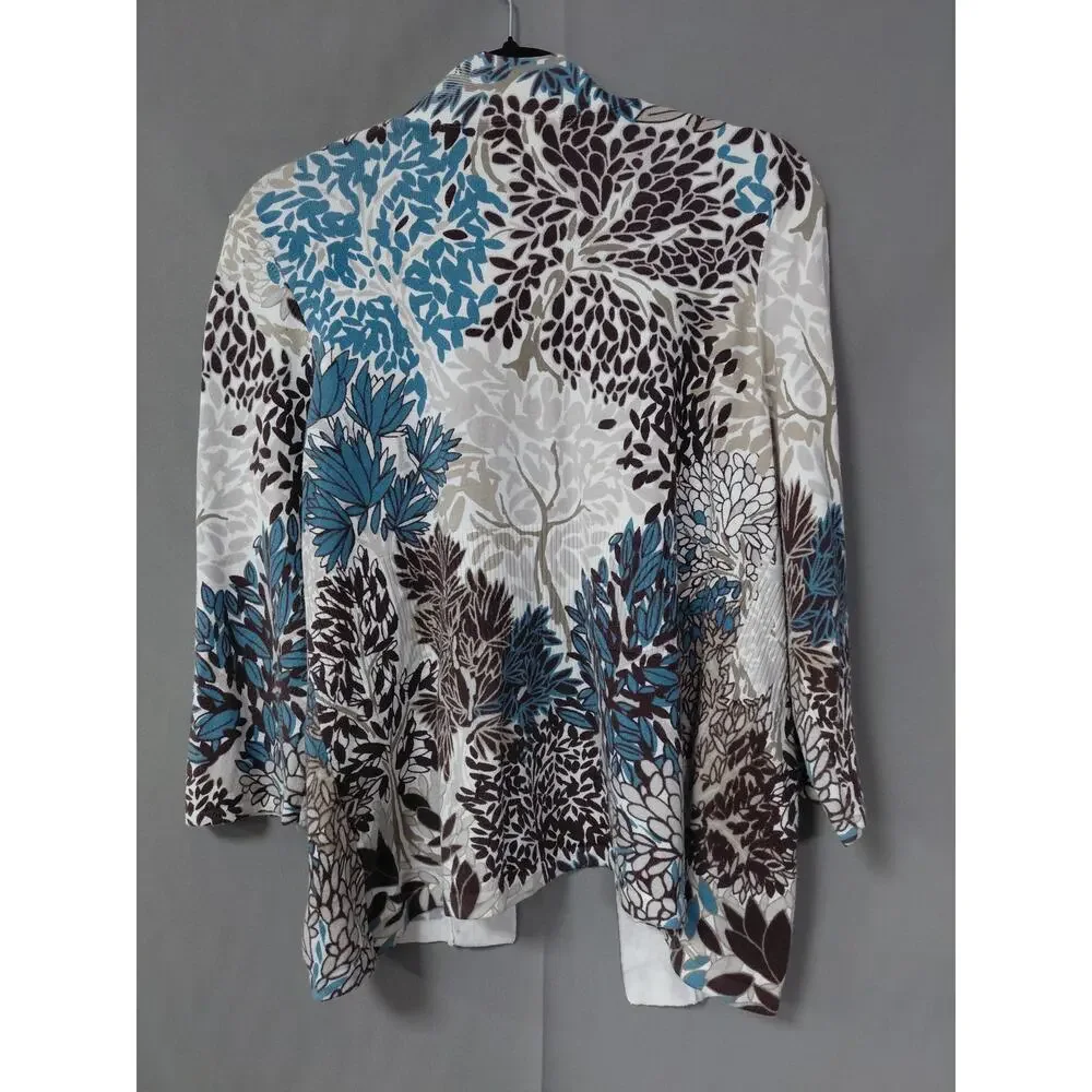 Christopher & Banks Floral Leaf Print 3/4 Cardigan Sweater Women Size S